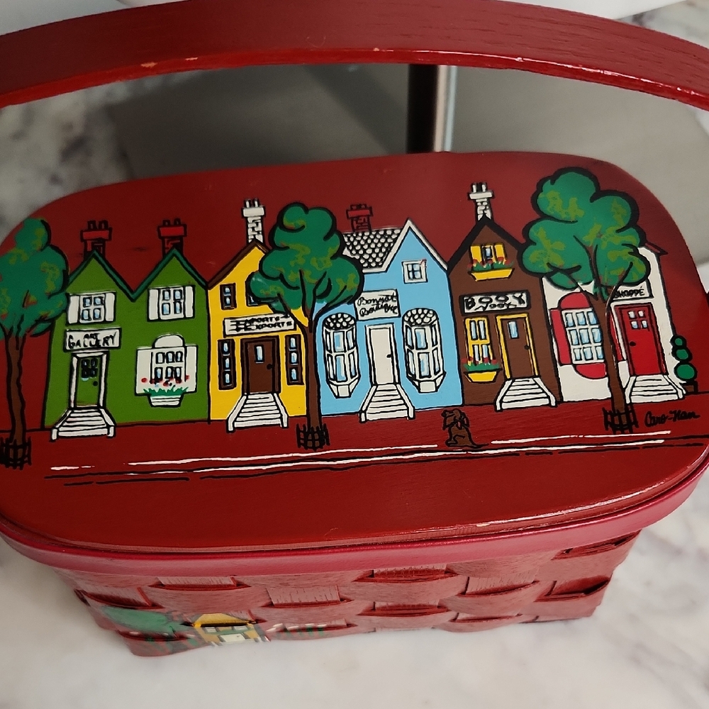 Vintage Caro-Nan Sighned Red Hand-Painted Basket Purse ( RARE)
